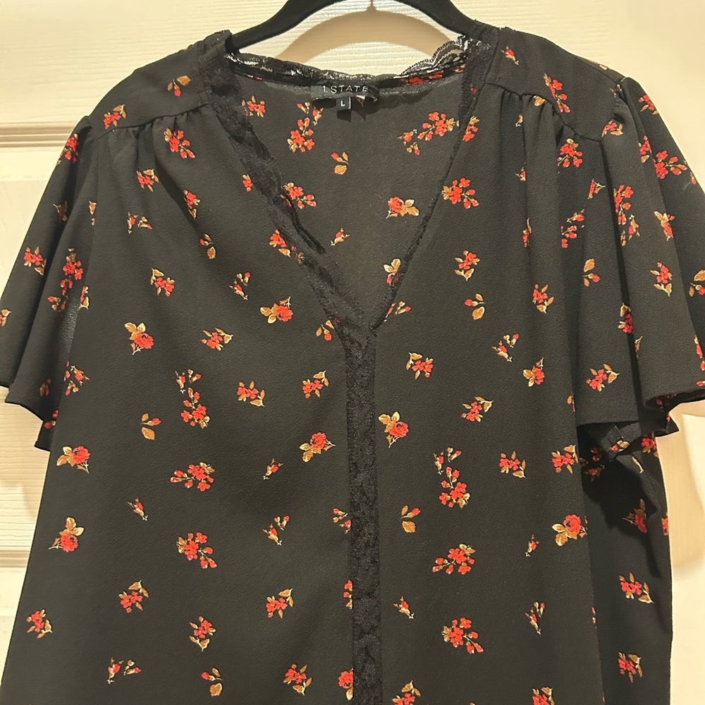 Floral Black Top by